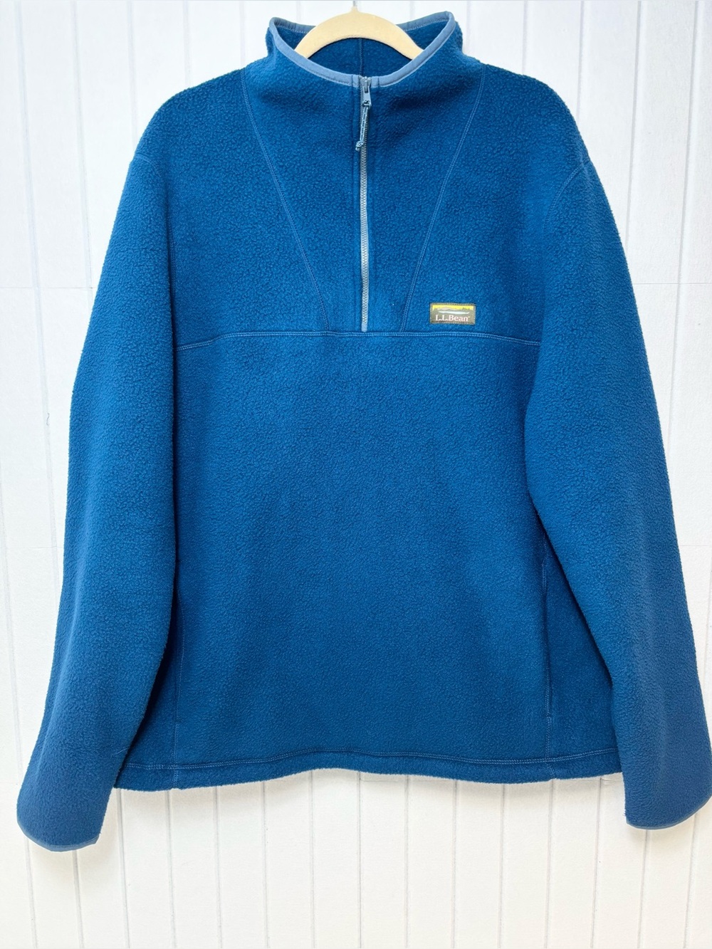 L.L. Bean Men's Katahdin Deep‎ Blue Quarter-Zip Fleece Pullover Size XL Tall